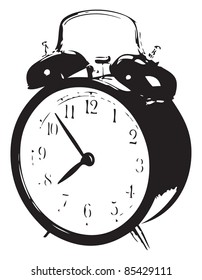 Mechanical alarm clock with snooze on the case. Vector illustration of a format EPS.