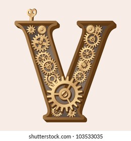 Mechanical Alphabet Made Gears Letter V Stock Vector (Royalty Free ...