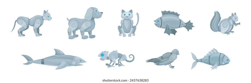 Mechanical Animals and Futuristic Mechanic Pets Vector Set