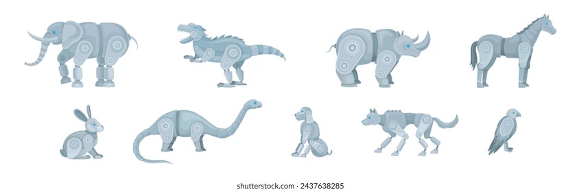 Mechanical Animals and Futuristic Mechanic Pets Vector Set