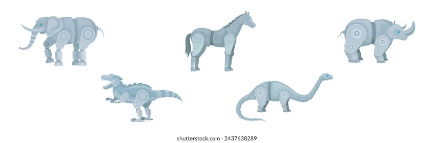 Mechanical Animals and Futuristic Mechanic Pets Vector Set