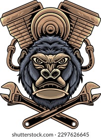 mechanical ape vector editable color