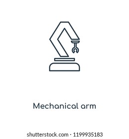 Mechanical arm concept line icon. Linear Mechanical arm concept outline symbol design. This simple element illustration can be used for web and mobile UI/UX.