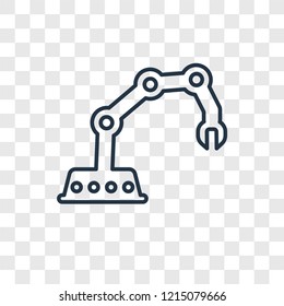 Mechanical arm concept vector linear icon isolated on transparent background, Mechanical arm concept transparency concept in outline style