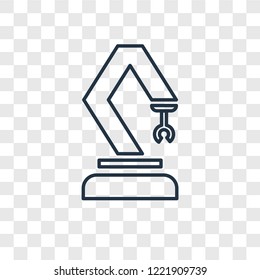 Mechanical arm concept vector linear icon isolated on transparent background, Mechanical arm concept transparency concept in outline style