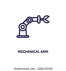 Mechanical Arm Icon From Artificial Intelligence Collection. Thin Linear Mechanical Arm, Mechanical, Robot Outline Icon Isolated On White Background. Line Vector Mechanical Arm Sign, Symbol For Web 