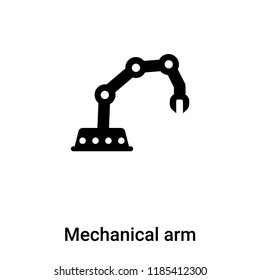 Mechanical arm icon vector isolated on white background, logo concept of Mechanical arm sign on transparent background, filled black symbol