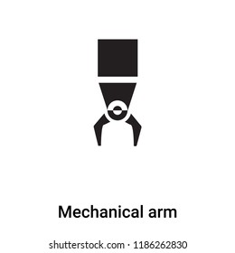 Mechanical arm icon vector isolated on white background, logo concept of Mechanical arm sign on transparent background, filled black symbol