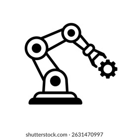 Mechanical arm lifting gear, symbol of industry and robotics