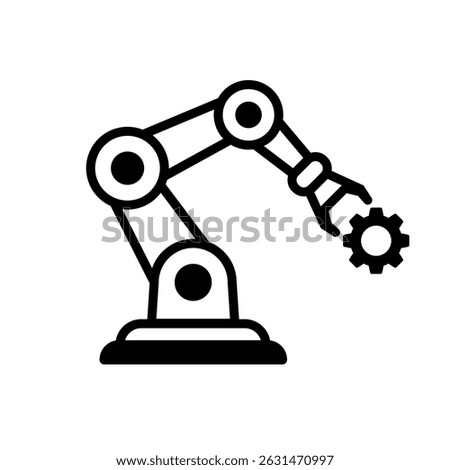 Mechanical arm lifting gear, symbol of industry and robotics