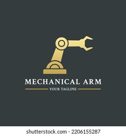 Logotipo de brazo mecánico o vector de símbolo del brazo de robot mecánico. Icono De Brazo Mecánico O Icono De Vector Robot_Arm Para Ilustración Industrial. el mejor icono de brazo mecánico para todos los tipos de medios.