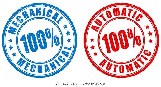 Mechanical and automatic rubber stamps set on white background