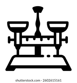 Mechanical balance experiment icon in linear style 

