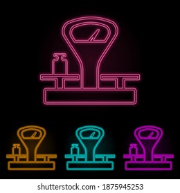 mechanical balance with load color neon set. Simple thin line, outline vector of web icons for ui and ux, website or mobile application