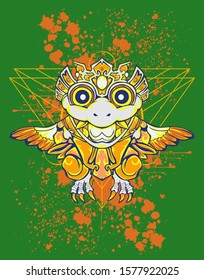Mechanical bird. Mech controlled by a pilot. Scratched metal armor robot. Mech Battle.