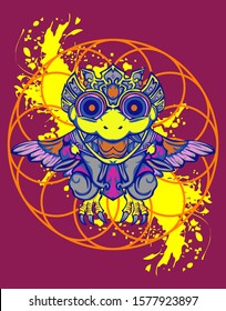 Mechanical bird. Mech controlled by a pilot. Scratched metal armor robot. Mech Battle.