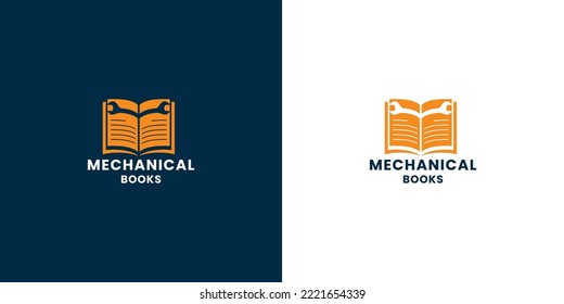 mechanisches Buchlogo-Design. Gebrauchsbuch-Logo