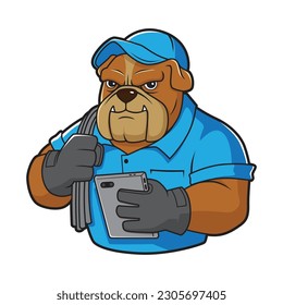 mechanical bulldog mascot cartoon illustration