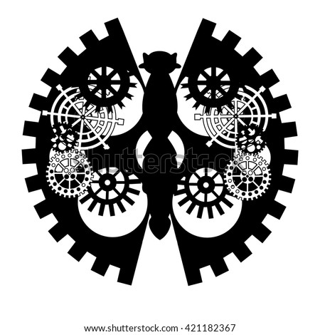 Mechanical butterfly. Collage in steampunk style.