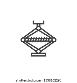 Mechanical car jack line icon. linear style sign for mobile concept and web design. Car Jack Screw outline vector icon. Symbol, logo illustration. Pixel perfect vector graphics