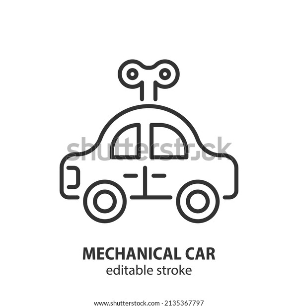 Mechanical car line icon. Baby toy vector sign.\
Editable stroke.