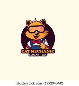 mechanical cat mascot vector icon. funny and really explains the meaning of the logo.