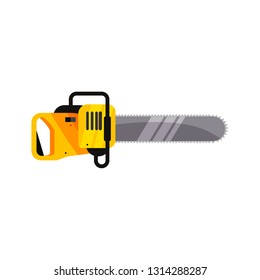 Mechanical chainsaw illustration. Equipment, mechanic, device. Working instrument concept. Vector illustration can be used for topics like working, hard industry