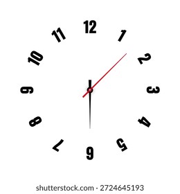 Reloj mecánico con números árabes, bisel. Reloj dial con marcas de minutos, horas y números. Temporizador o elemento de cronómetro. Escala circular de medición en blanco con divisiones. Ilustración vectorial