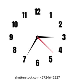 Reloj mecánico con números árabes, bisel. Reloj dial con marcas de minutos, horas y números. Temporizador o elemento de cronómetro. Escala circular de medición en blanco con divisiones. Ilustración vectorial