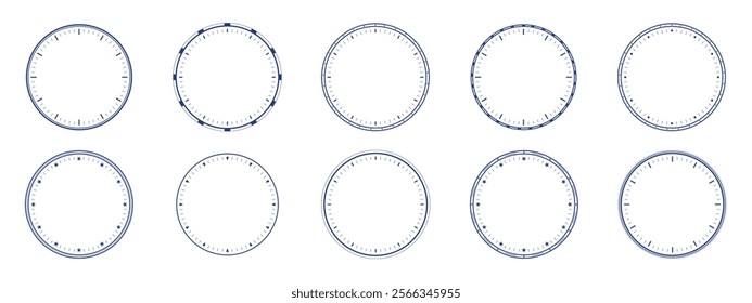 A mechanical clock face template featuring circles for the clock's face. A blank outline of a watch design, perfect for customization or time representation.