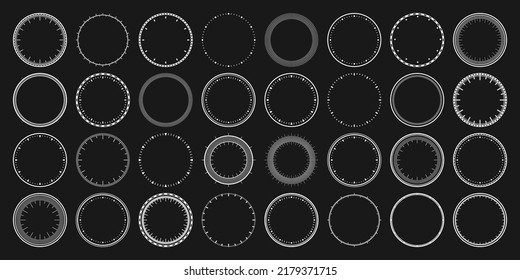 Mechanical Clock Faces, Bezel. White Watch Dial With Minute And Hour Marks. Timer Or Stopwatch Element. Blank Measuring Circle Scale With Divisions. Vector Illustration.