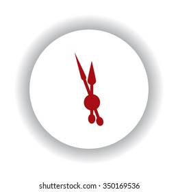 mechanical clock icon, red isolated white background