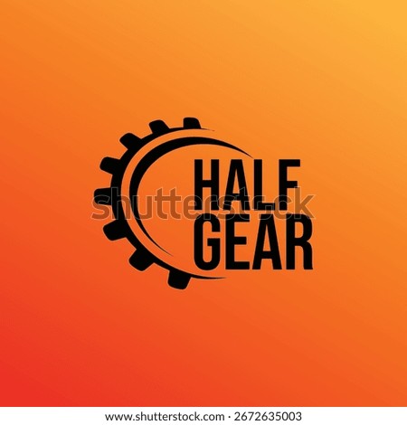 mechanical cog gears concept. half gear abstract logo icon. single color vector illustration