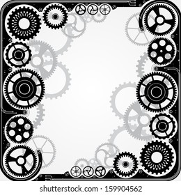 Mechanical cog wheel frame. Abstract vector illustration.