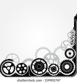 Mechanical cog wheel frame. Abstract vector illustration.