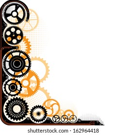 Mechanical cog wheel frame. Abstract vector illustration.
