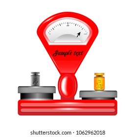 Mechanical commodity scales on a white background with weights