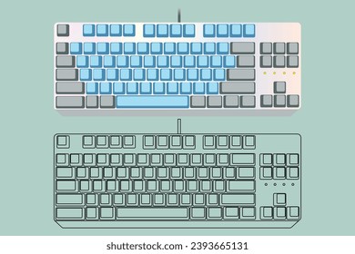 Mechanical computer keyboard icon Trendy Technology, Ergonomic, Vector Illustration Background.
