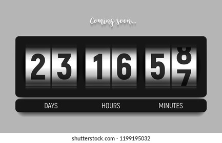 Mechanical countdown timer. Clock counter. Vector template for your design.