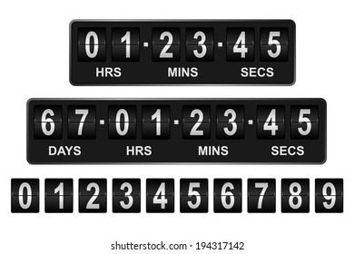 Mechanical countdown timer. Days, hours, minutes, seconds 