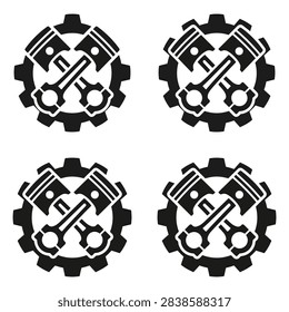 Mechanical crossed engine pistons inside gear frames.