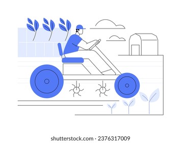 Mechanical cultivation isolated cartoon vector illustrations. Farmer in tractor drives across the field, cultivator machine, modern agriculture, organic farming, weed control vector cartoon.