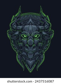 Mechanical Demon Bull: Design Vector Illustration for Logo, Mascot, Sticker, T-Shirt, and Tattoo