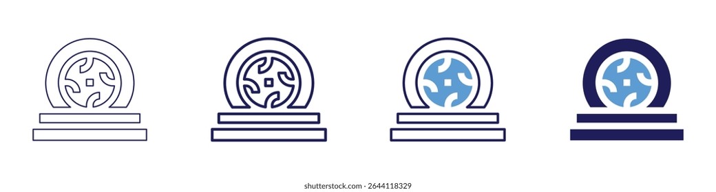 Mechanical design icon in 4 different styles. Thin Line, Line, Bold Line, Duotone. Duotone style. Editable stroke.