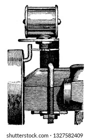 It is a mechanical device which is joined to the hanger using bolts and nuts forming a firm joint, vintage engraved line art illustration. Bicycle Accessories - 1900