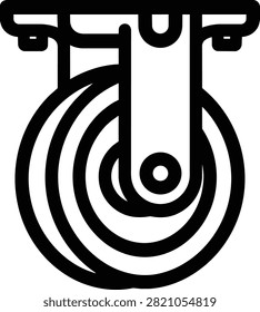 Mechanical double pulley system icon vector. Simple line art illustration of industrial hardware tool for lifting.