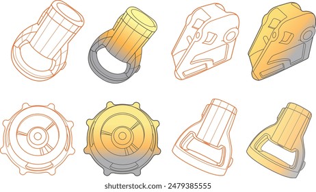 Mechanical drawing of industrial adapter and bearing case