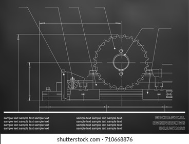 Mechanical drawings. Engineering illustration background. Black