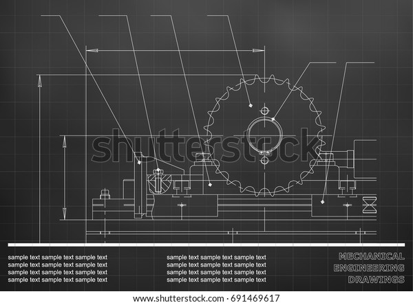 Mechanical drawings. Engineering illustration\
background. Black.\
Grid