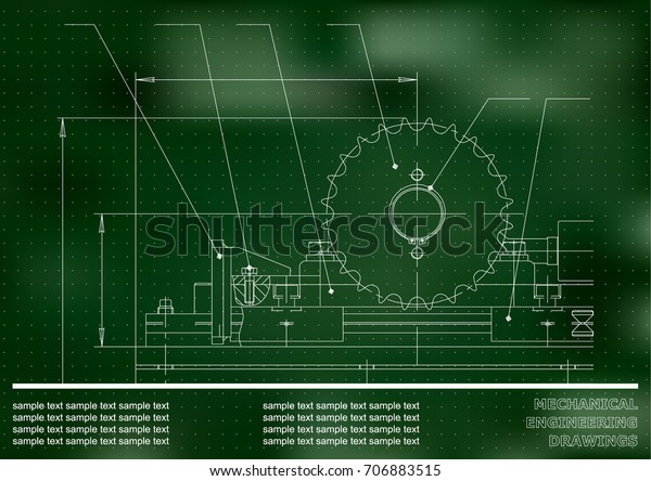 Mechanical drawings. Engineering illustration\
background. Green.\
Points
